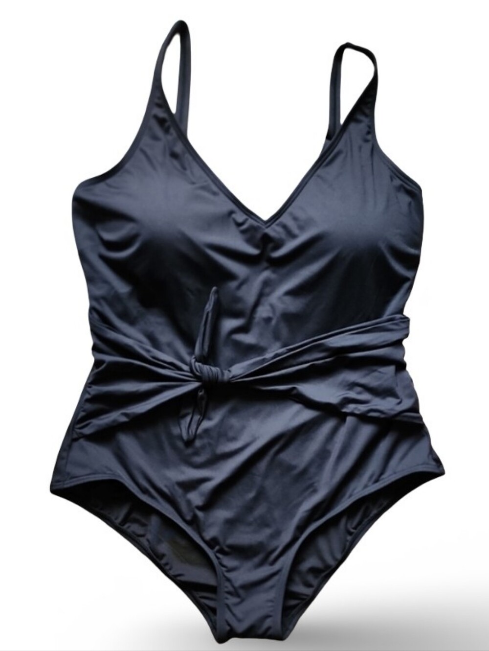 LOFT Beach Black One Piece Swimsuit‎ Size Plus 18 NWOT Tummy Control Tie Waist